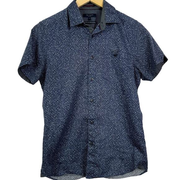 Ted Baker London Thame Extra Trim Fit Print Short Sleeve Sport Shirt Size S - Picture 1 of 9